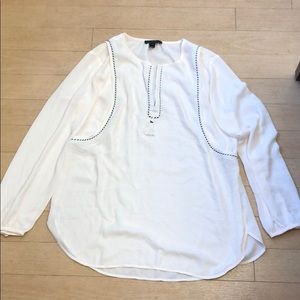 J crew poet style tassel pull over blouse